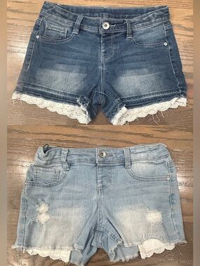 2 Pairs Member’s Mark Girls Denim Shorts Size 7/8